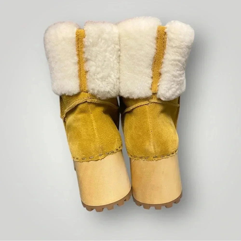 MIA Jildie Wooden Sheep Fur Clogs‎ Sz 8